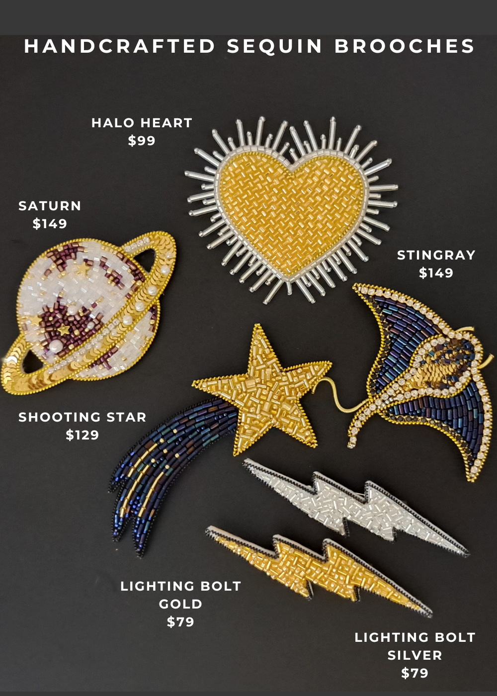 Handcrafted Sequin Brooches