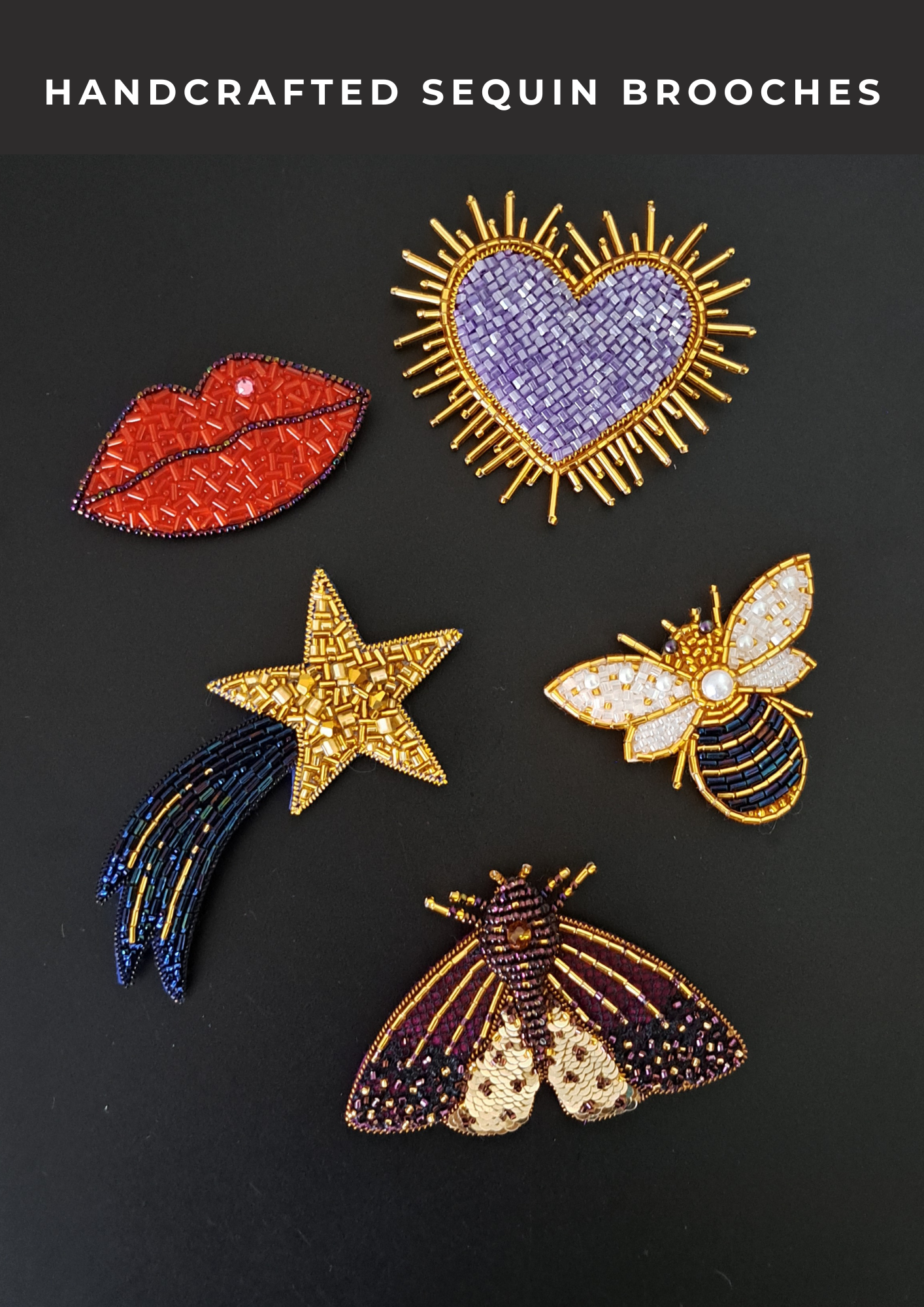 Handcrafted Sequin Brooches