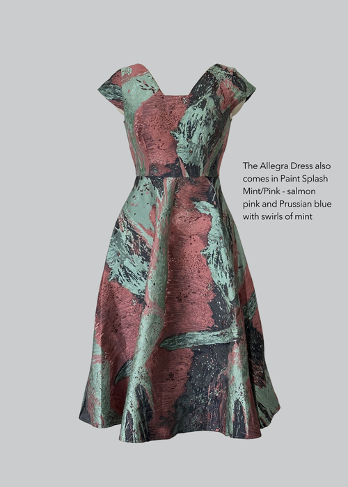 Allegra Dress in Paint Splash (Mint/Pink)