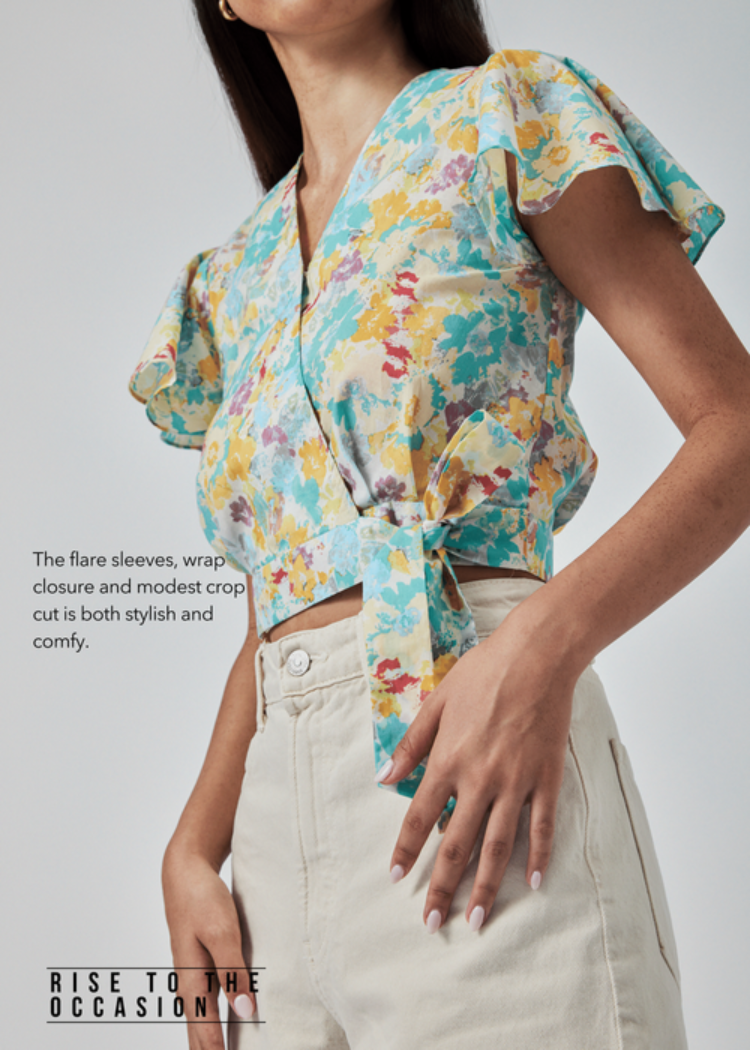 Isla Wrap Top in Floral Splash