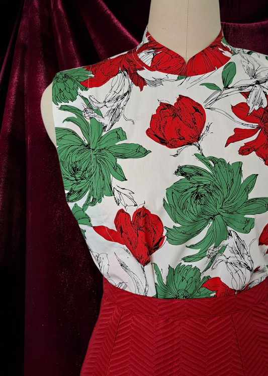 Mason Top in Botanical Red